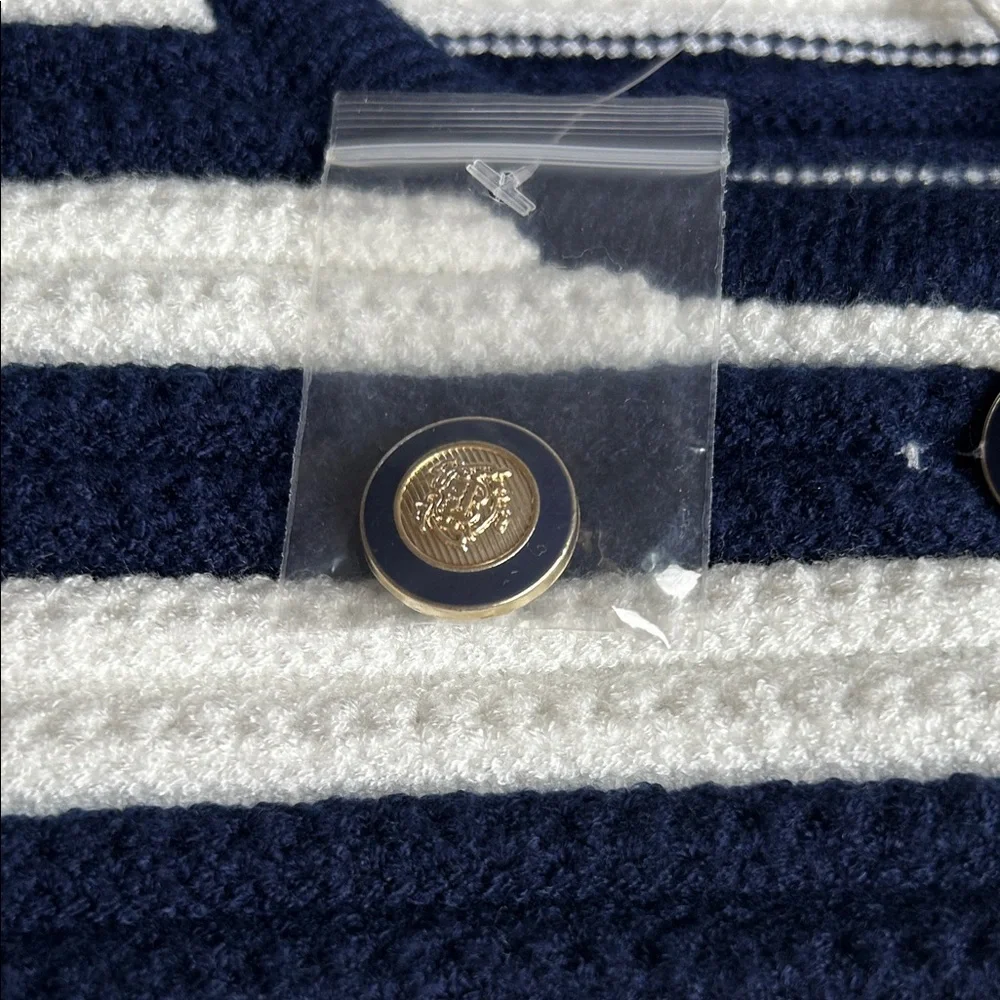 Joie Navy and White Striped Knit Button Front Vest - Picture 3 of 8